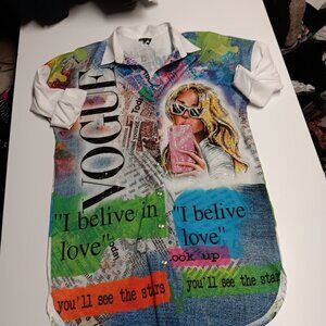 TRICOTTO Desigual women's bohemian shirt, used, size S